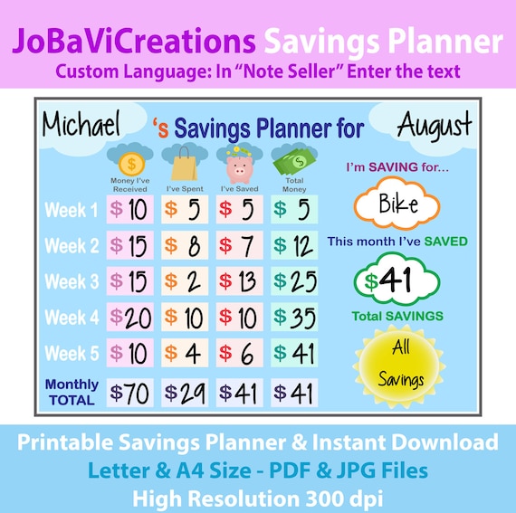 Money Saving Chart For Kids