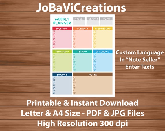 printable weekly planner printable daily planner weekly