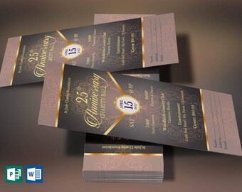 blue silver anniversary banquet ticket word publisher template etsy