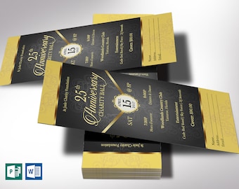 blue silver anniversary banquet ticket word publisher template etsy
