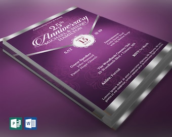 black silver anniversary banquet ticket publisher word etsy