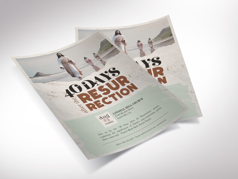 Resurrection Easter Flyer Template, Canva Template Beige and Brown, Easter Concert Flyer, Church Invitation 3 Sizes image 7