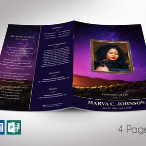 Vineyard Funeral Program Template | Word Template, Publisher | Celebration of Life | 4 Pages |  Bifold to 5.5x8.5 inches