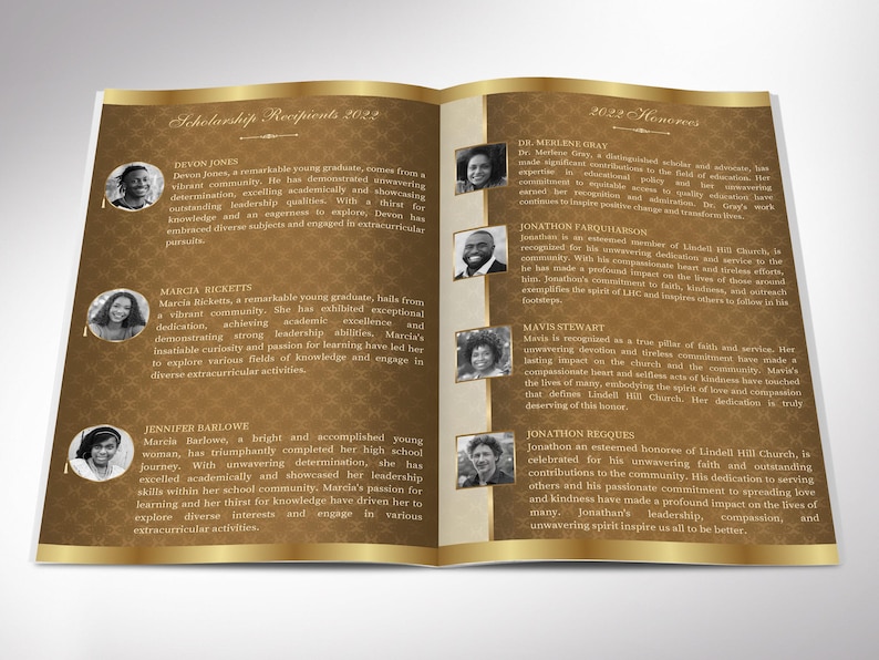 Church Anniversary Program Template | Beige & Gold Canva Bifold, 8-page ...