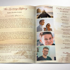 Gold Forever Funeral Program Template Word Template, Publisher Celebration of Life 4 Pages 5.5x8.5 inches image 2