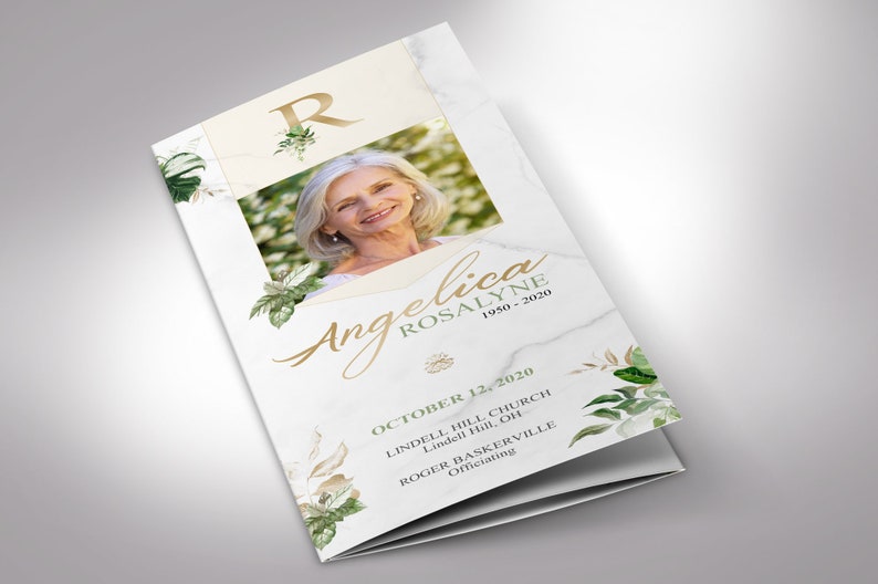 Tropica Trifold Funeral Program Template Word Template, Publisher Celebration of Life Print Size 11x8.5 inches image 2