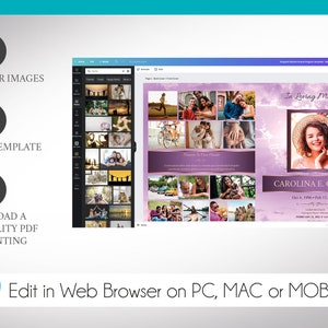 Purple Forever Tabloid Funeral Program Template, Canva Template, Celebration of Life, Obituary Program, 8 Pgs, 11x17 in image 9