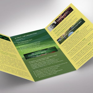 Charity Golf Tournament Trifold Brochure Template, Word-Vorlage, Verlag, Golfspiele, grün, gelb, 11x21,5 cm Bild 4