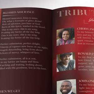 Red Dawn Funeral Program Template, Canva Template Magazine Style, Celebration of Life, 8 Pages, 5.5x8.5 inches image 10