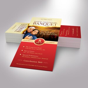 Pastor Anniversary Banquet Ticket Template Word Template, Publisher Church Anniversary, Pastor Appreciation 3x7 in image 3