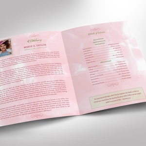Pink Rose Funeral Program Large Template for Word and image 3