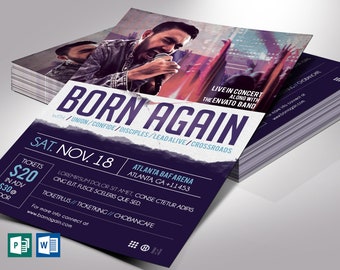 Gospel Rock Band Concert Flyer Template for Word and Publisher | Cut Size 5.5x8.5 inches