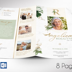 Tropica Funeral Program Template Word Template, Publisher Celebration of Life 8 Pages Bifold to 5.5x8.5 inches image 1