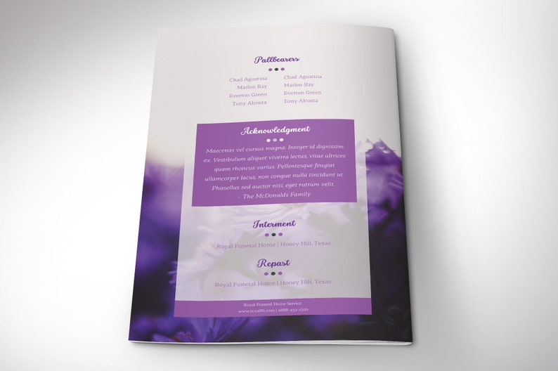 Fresh Purple Funeral Program Template for Canva 8 Pages - Etsy
