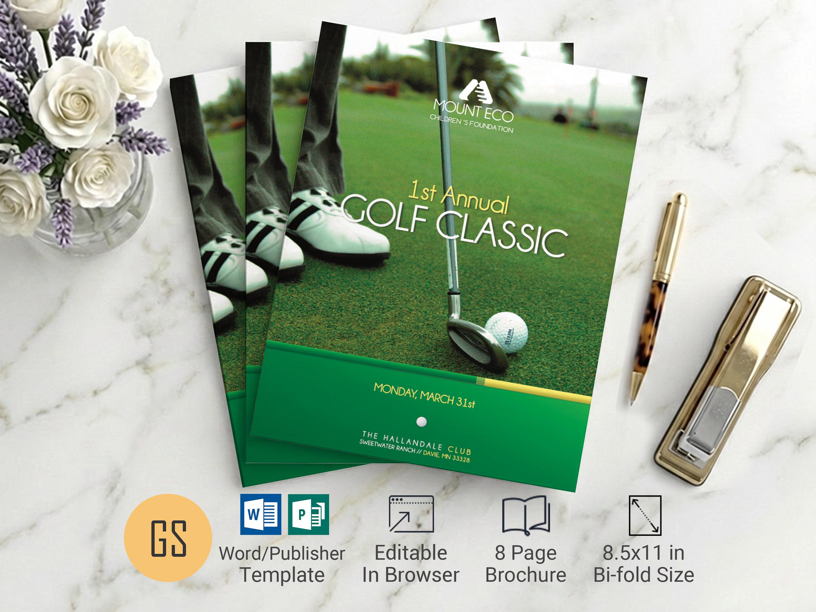 Charity Golf Tournament Brochure Template | Word & Publisher