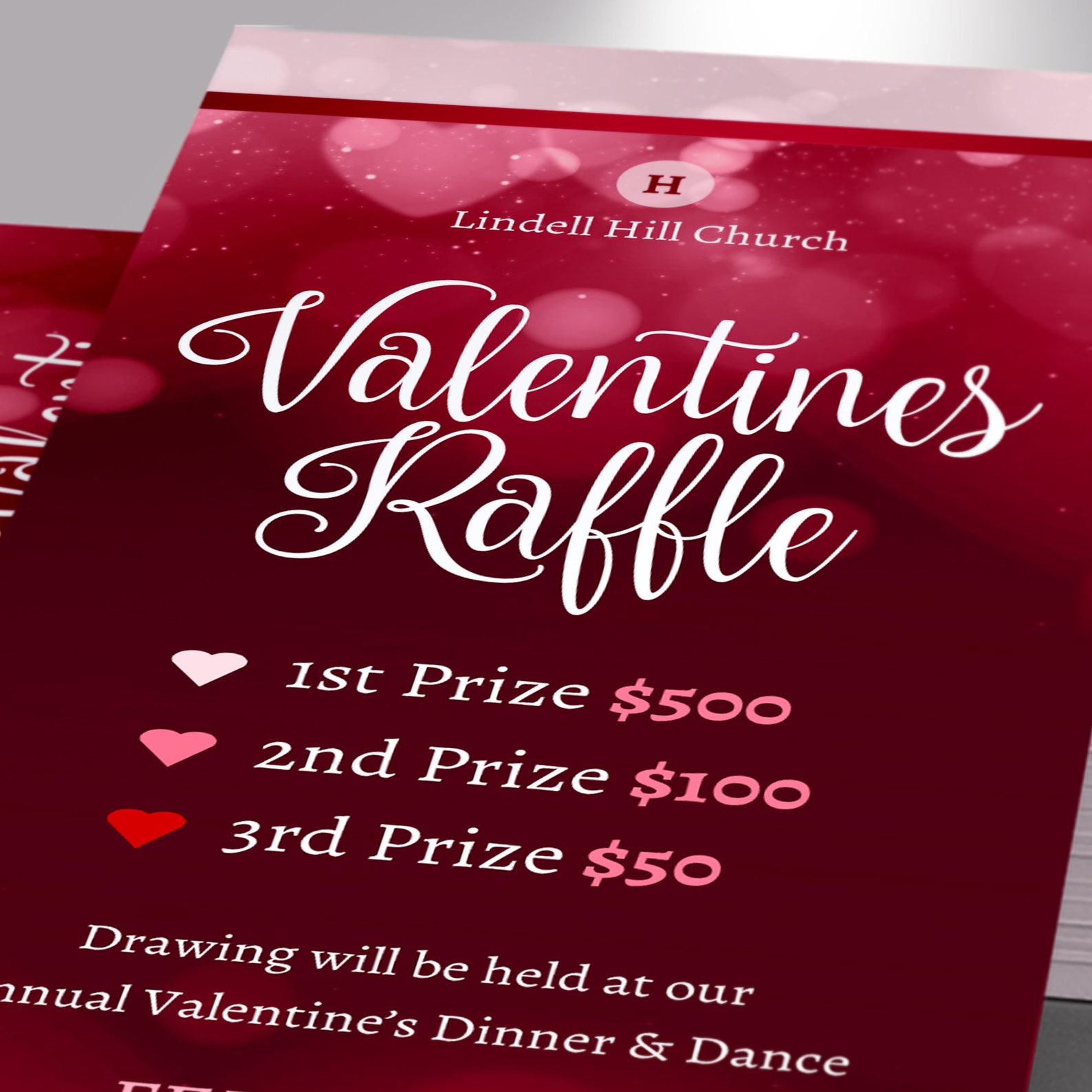Valentine's Day Raffle Ticket Template: Red Heart Fundraiser (word ...