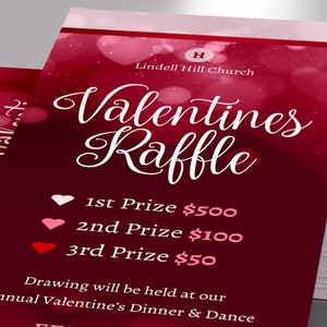 Valentine's Day Raffle Ticket Template for Word and Publisher: Red ...