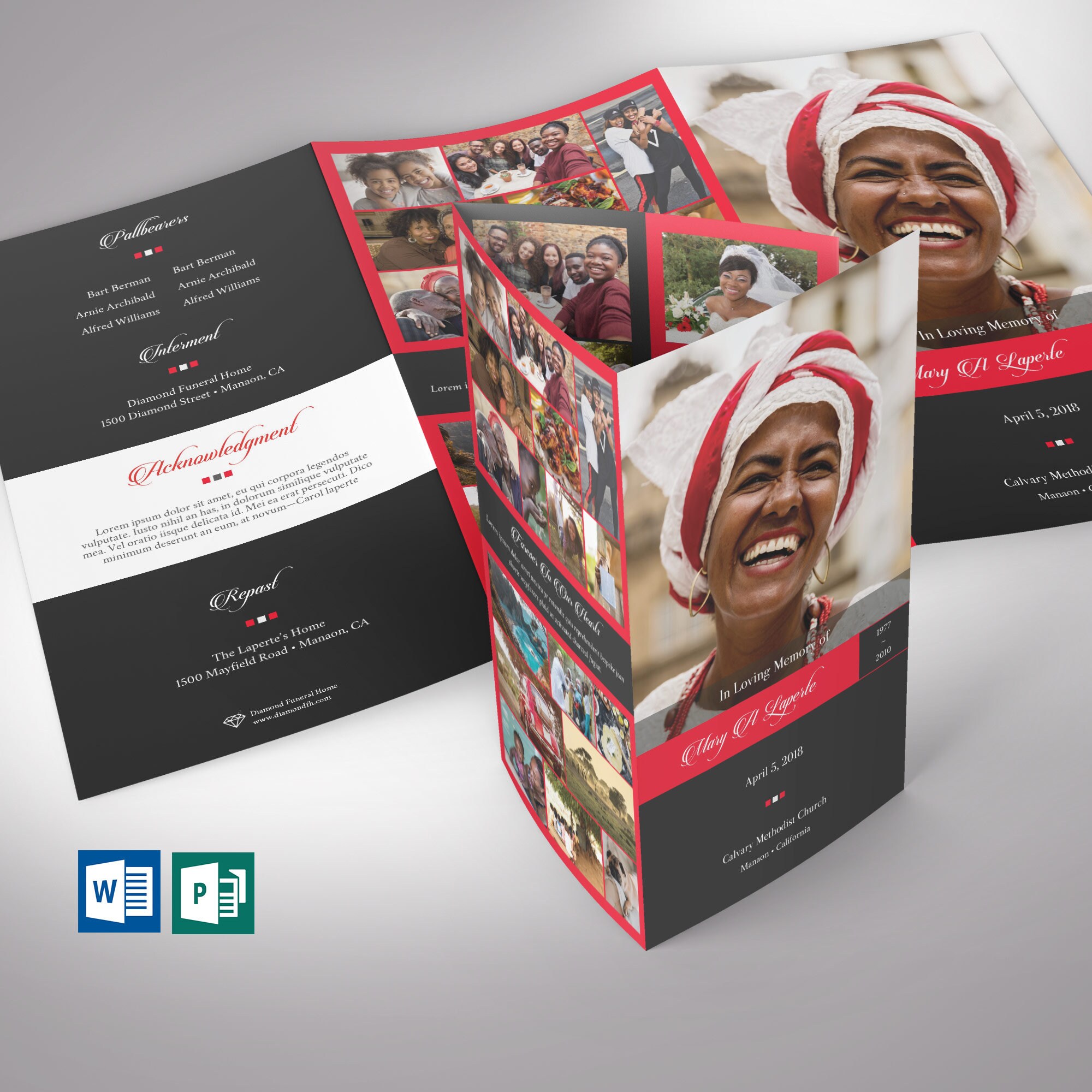 Remember Red Legal Tri-fold Funeral Program Word Publisher - Etsy