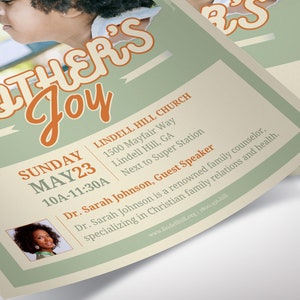 Mothers Joy Flyer Template for Canva Retro Church Invitation, Women's Day Brunch, Womens Fellowship 4 Sizes zdjęcie 9