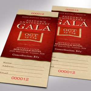 Pastor Appreciation Banquet Ticket Template Word Template, Publisher Church Anniversary, Fundraiser Event 2x6 in image 6