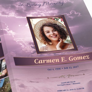 Purple Forever Funeral Program Large Template for Word Publisher V2 4 Pages 11x17 inches image 4