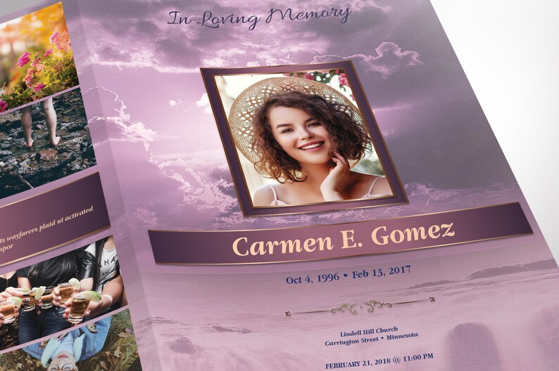 Purple Forever Funeral Program Large Template for Word Publisher V2 4 Pages 11x17 inches image 4