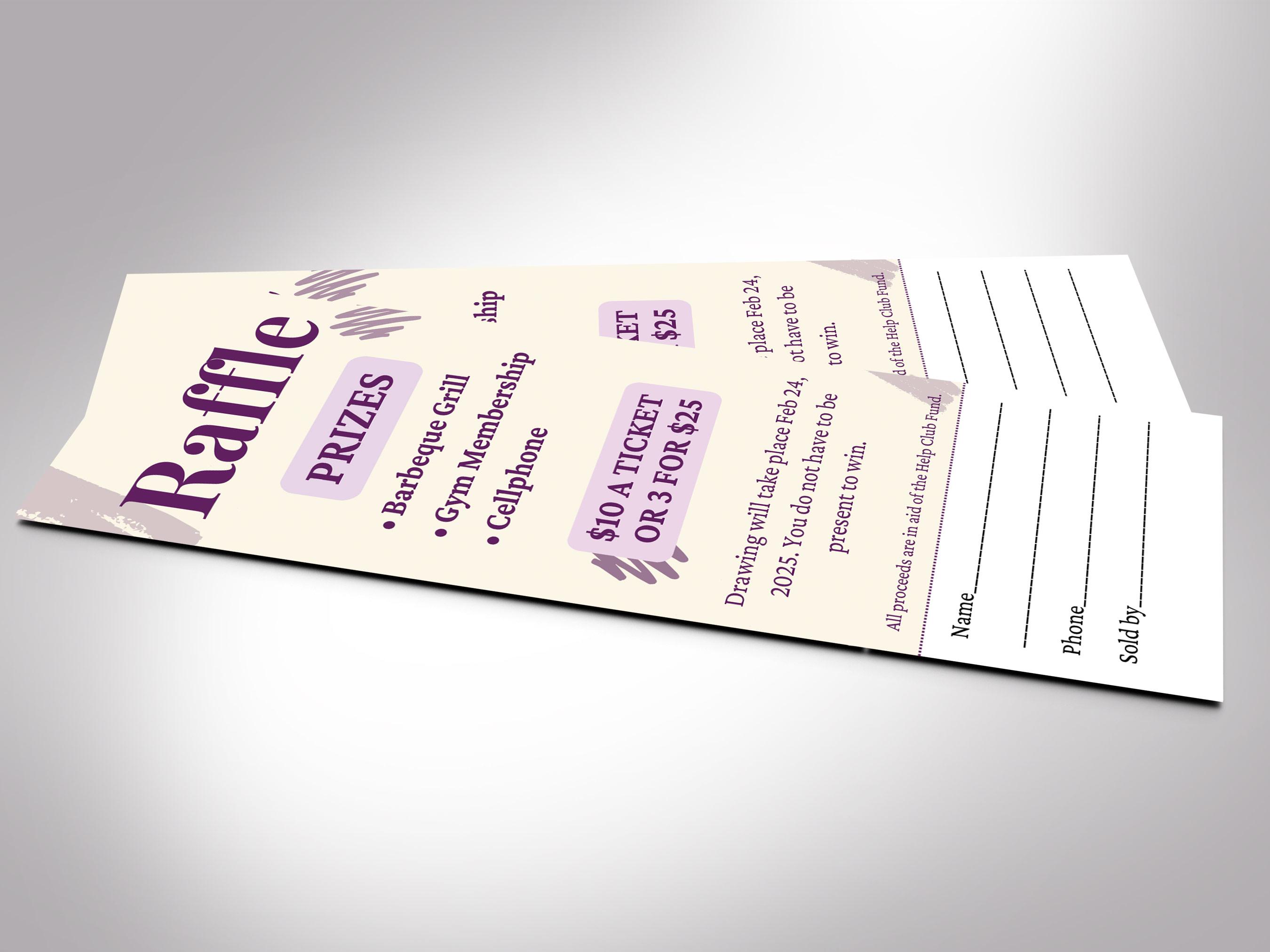 Purple Ribbon Raffle Purple & Yellow Raffle Ticket Template: Charity Fundraiser (canva, 2x5 ...