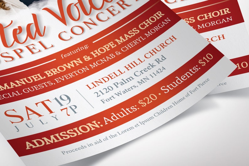 Gold and Red Gospel Concert Flyer Template, Canva Template, Church Invitation, Church Flyer, Worship Event, 3 Sizes image 9