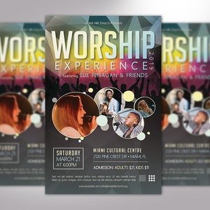 Worship Concert Flyer Template Word Template, Publisher Church Invitation, Fundraiser Event 4 Background 4x6 in image 2