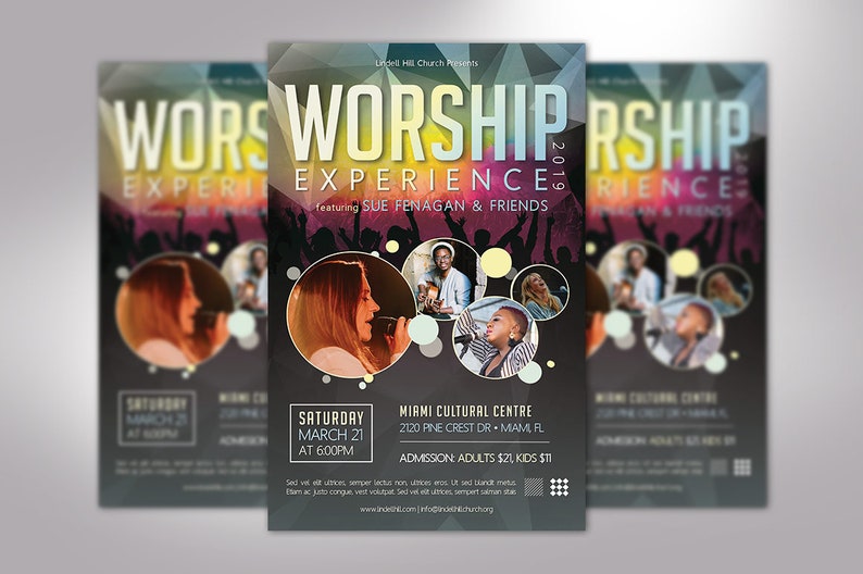 Worship Concert Flyer Template Word Template, Publisher Church Invitation, Fundraiser Event 4 Background 4x6 in image 2