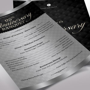 Silver Church Anniversary Program Template, One Sheet Word Template, Publisher Pastor Appreciation 5.5x8.5 inches image 5