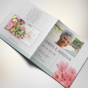 Magnolia Square Funeral Program Template for Word and Publisher 8 Pages Bi-fold to 8x8 inches image 2