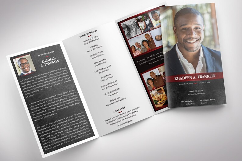 Red Rock Legal Trifold Funeral Program Template, Word Template, Publisher, Celebration of Life, Memorial Service, 14x8.5 in image 3