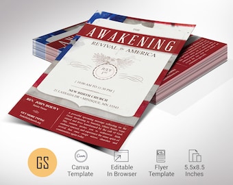 Church Revival Postcard Template 5.5x8.5 Canva Invitation (Digital Download)