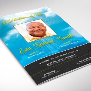 Blue Sky Funeral Program Template, Word Template, Publisher, Celebration of Life, Order of Service, 8 Pages, 5.5x8.5 in image 5