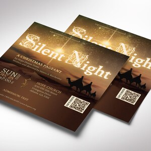 Silent Night Christmas Flyer Template, Canva Template Christmas Musical, Invitation Card, Instant Download 4 Sizes image 3