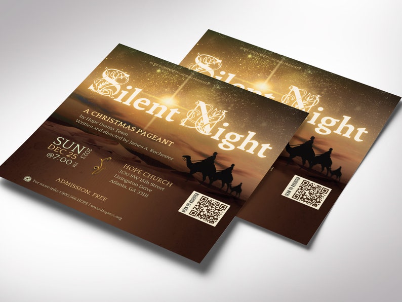 Silent Night Christmas Flyer Template, Canva Template Christmas Musical, Invitation Card, Instant Download 4 Sizes image 3