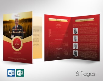 Pastor Anniversary Program Large Template for Word and Publisher | 8 Pages |  Bi-fold to 8.5x11 inches