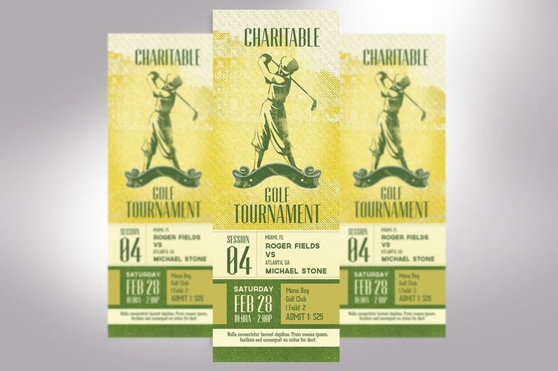 Charitable Golf Tournament Ticket Template Word Template, Publisher Sports Ticket, Golf Competition Size 26 image 8