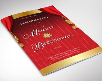 Red & Gold Musical Event Program Template: 4-page Bifold Concert