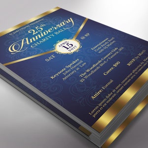 Blue Gold Anniversary Gala Flyer Template Word Template, Publisher Pastor Anniversary, Church Event 5.5x8.5 in image 3