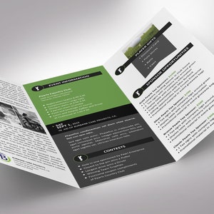 Charity Golf Tournament Brochure Word Template is designed with a classic golf theme of Green, black and white colors. Print Size: 11x8.5 inches, Tri-fold Size: 3.65x8.5 inches is for charity golf tournaments and tee-off games.