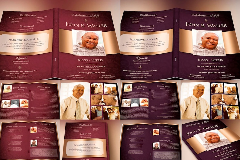 Dignity Funeral Program Template Word Template, Publisher Bundle Celebration of Life 8 Pages 5.5x8.5 inches image 8