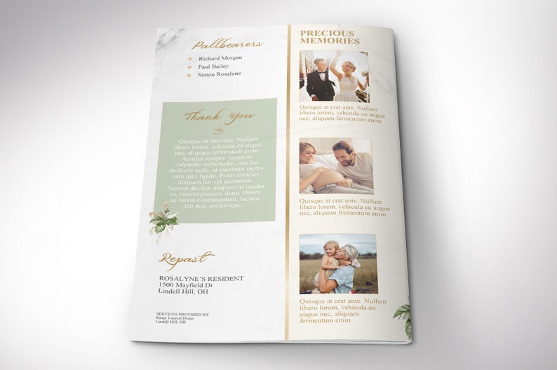 Tropica Funeral Program Template Word Template, Publisher Celebration of Life 8 Pages Bifold to 5.5x8.5 inches image 6