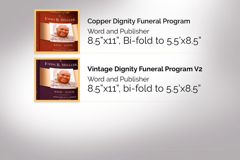 Dignity Funeral Program Template Word Template, Publisher Bundle Celebration of Life 8 Pages 5.5x8.5 inches image 3