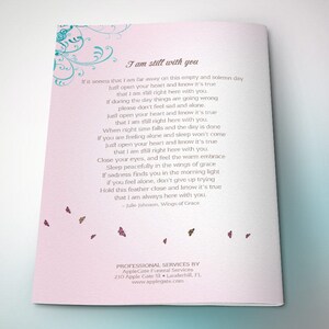 Teal Pink Funeral Program Template, Word Template, Publisher, Butterfly Celebration of Life, Obituary, 4 Pages, 5.5x8.5 in image 4