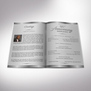 Silver Black Church Anniversary Program Template Pastor Appreciation, Banquet Program 4 Pages 5.5x8.5 inches image 2