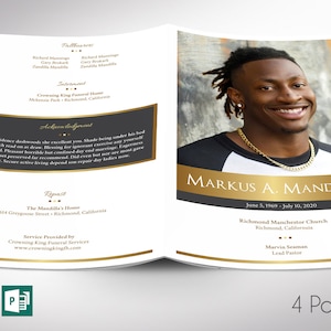 Kings Funeral Program Template Word Template, Publisher Celebration of Life 4 Pages Bifold to 5.5x8.5 inches image 1