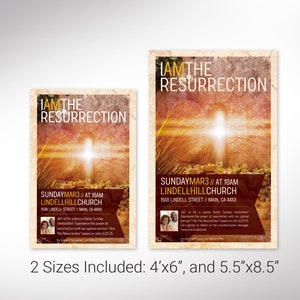 Resurrection Church Flyer Template, Canva Template, Easter Sunday, Church Invitation, Worship Service 2 Sizes image 2
