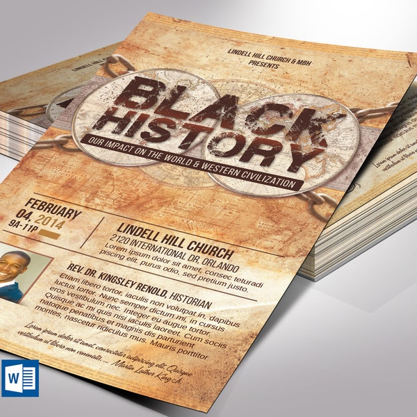 Black History Flyer Template | Word Template, Publisher | Black History Month Invitation | 5 Backgrounds | Size  5x8 in